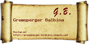 Gremsperger Balbina névjegykártya